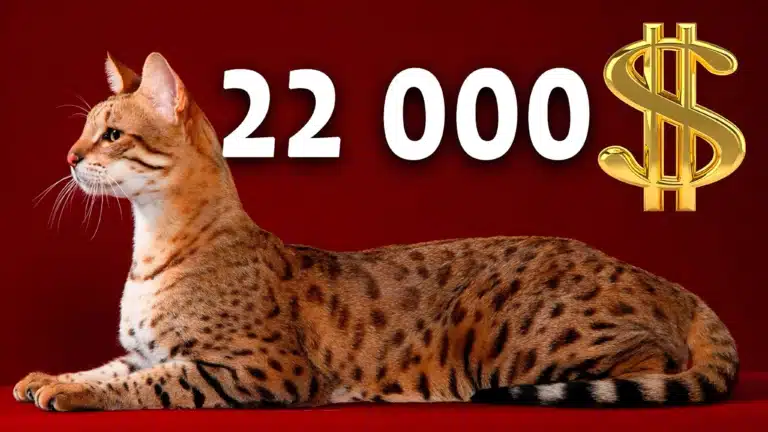 Над граційною кішкою, що лежить на червоній підлозі, висить сума в доларах