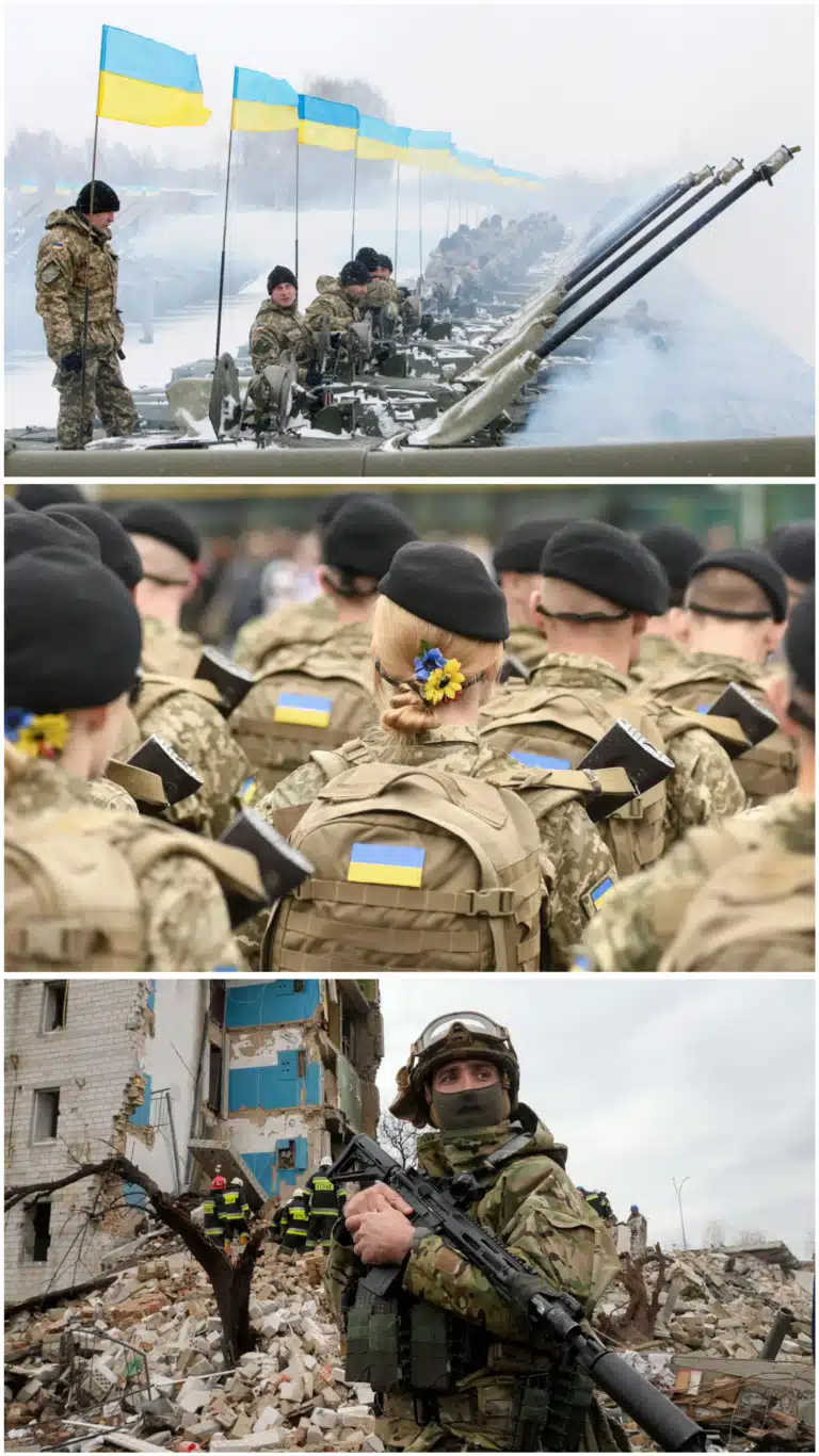 Колаж з трьох фото, присвячених військовим України