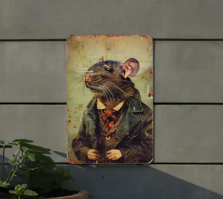 Картина з зображенням щура у костюмі та пальто
